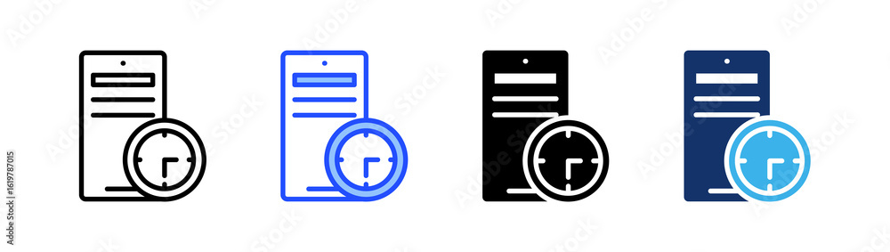 Poster time management icon collection with multiple styles
