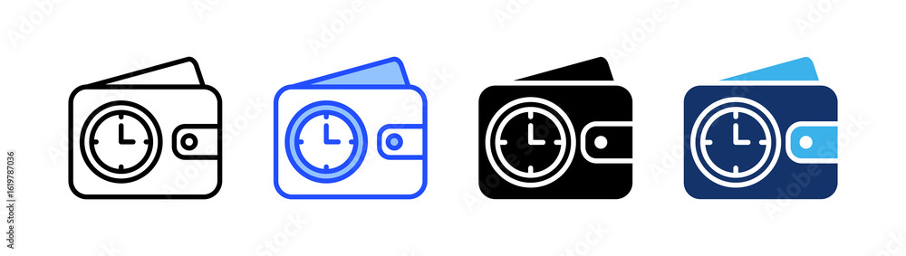 Poster time budgeting icon collection with multiple styles