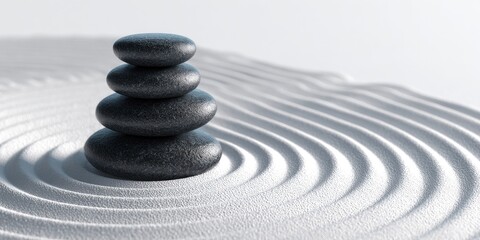 Stacked stones in concentric circles of sand (1)