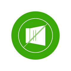 Mute icon in green circle on white background.