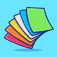 Colored Papers - Cartoon Stacked Sheets Illustration

