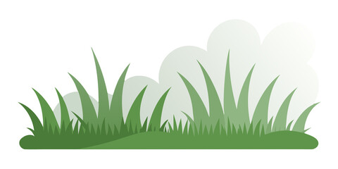 Green grass blades with soft white cloud shapes nature vegetation