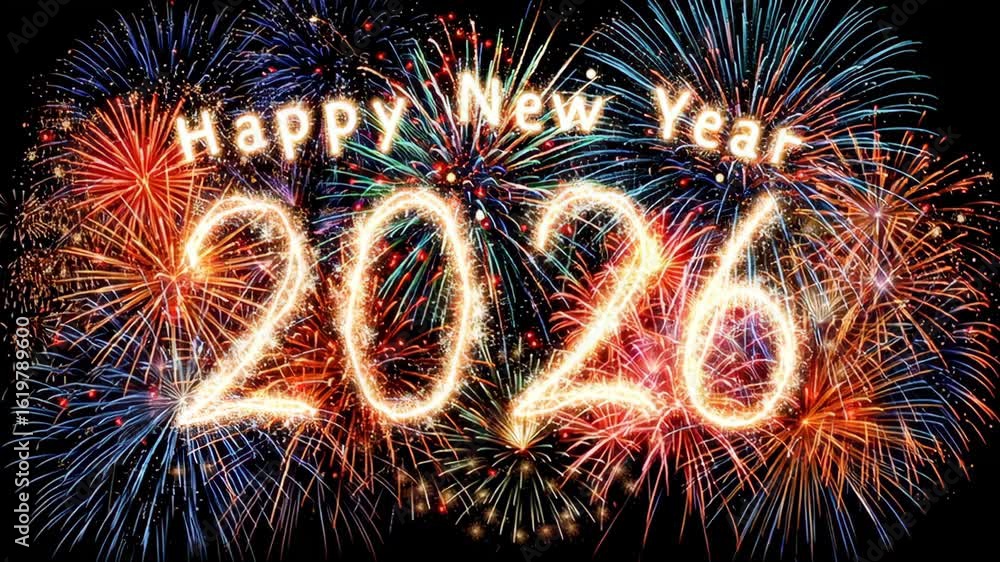 Aufkleber fireworks display with the number 20 and 2016 written in the middle. the fireworks are lit up in a v