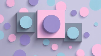 Obraz premium Minimalist Geometric Design on Blush Canvas with Soft Pastel Colors