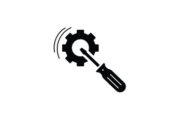 Screwdriver and gear solid icon minimal repair silhouette, dynamic icon collection , vector illustration
