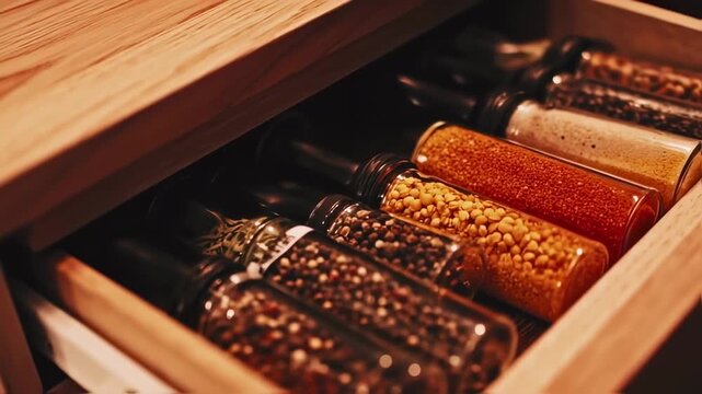 Culinary collection: Assortment of dried herbs and spices in glass vials