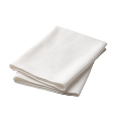Folded clean and soft white linen napkins  isolated on white background
