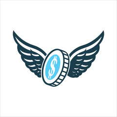 Obraz premium Flying Money: Efficiency, Growth, and Investment Ad Spend Efficiency Coin with wings
