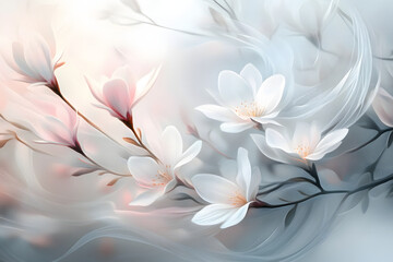Fototapeta premium Elegant magnolia flower arrangement, soft light