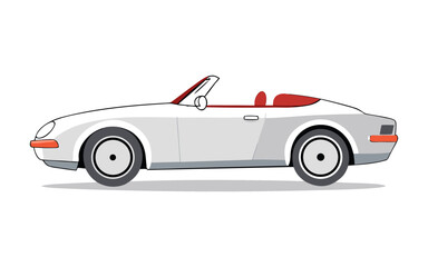 Stylized Clean-Line Convertible Car Vector Illustration on White Background – Minimalist Retro Vehicle Art for Automotive and Design Enthusiasts