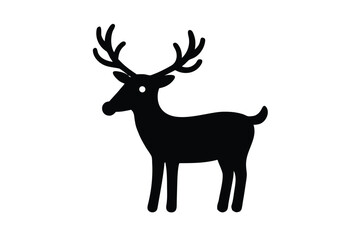 simple reindeer icon silhouette with outlined antl
