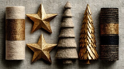 Obraz premium Vintage Gold Star Badges and Military Ribbon Medals Collection
