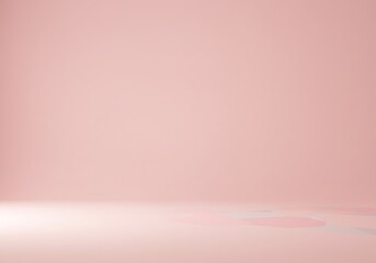 Minimalist pink background with soft light and subtle geometric shapes on the floor, creating a clean and modern abstract composition suitable for design or product mockups.