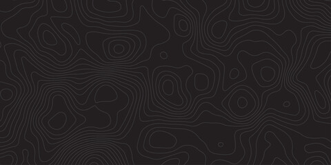 "Dark topographic contour line background with abstract elevation map pattern. Ideal for modern, tech, military, or geographic design themes. Clean vector-style mapping texture on black"