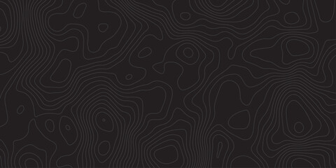 "Dark topographic contour line background with abstract elevation map pattern. Ideal for modern, tech, military, or geographic design themes. Clean vector-style mapping texture on black"