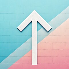 White Upward Arrow on Pastel Gradient Background