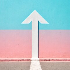 White Upward Arrow on Pastel Gradient Background
