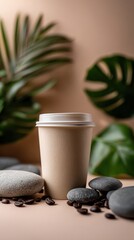 disposable coffee cup standing on a table