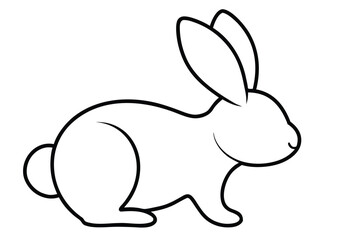 Obraz premium Simple outline drawing of a cute easter bunny rabbit