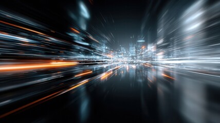 Blurring colorful city lights, revealing urban nightscape motion with dynamic speed effect and vivid illumination