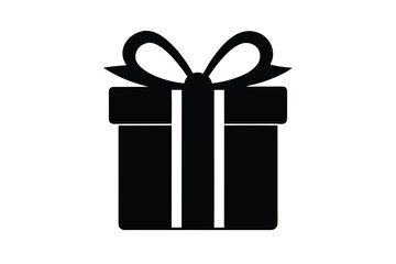christmas gift box icon wrapped with ribbon and bo