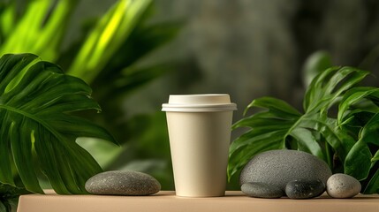 disposable coffee cup standing on a table