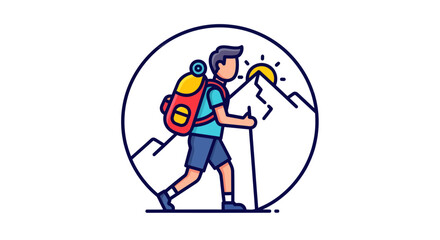 Hiking Adventure Climber Ascending Majestic Mountain Peak