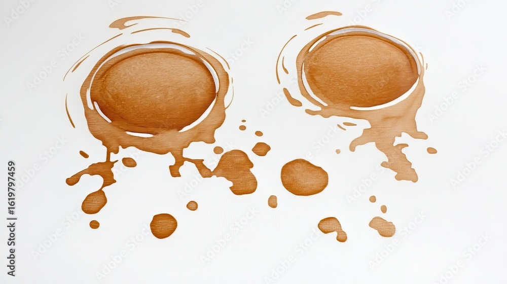 Aufkleber abstract coffee stains and marks on white surface creating unique textured background artistry