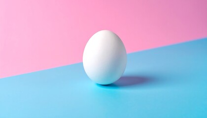 Fototapeta premium Single egg on a pink and blue background