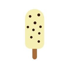 Ice cream with chocolate chips flat isolated vector icon.