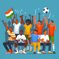 illustration of football supporter cheered enthusiastically