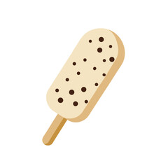 Ice cream with chocolate chips flat isolated vector icon.