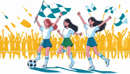 illustration of football supporter cheered enthusiastically