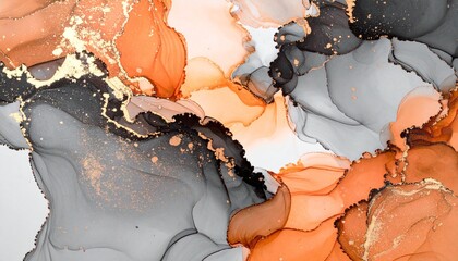 秋カラーのアルコールインクアート　透明感のある色使い