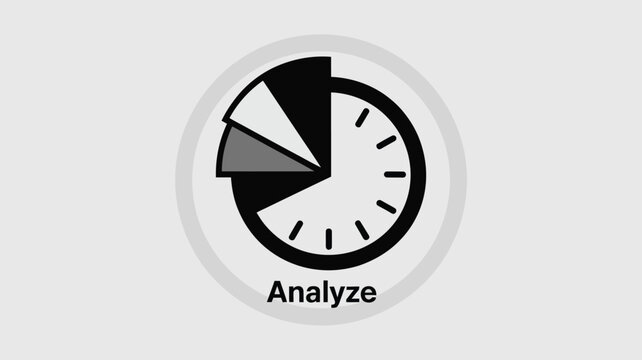 A clock with a pie chart overlay showing different segments for analysis and time management tool