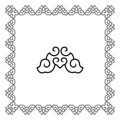 Ornate abstract scroll pattern gracefully frames a central cloud motif on a white canvas.