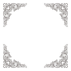 Elegant decorative scrollwork corners form an ornate frame border outline.