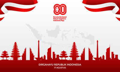 Dirgahayu Republik Indonesia, Happy Indonesia Independence Day 80th Anniversary Celebration Banner Background