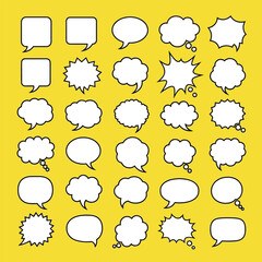Collection of diverse speech bubbles and thought clouds for communication and ideas illustration