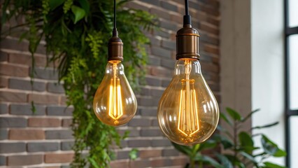 Vintage edison bulbs illuminate a cozy industrial space