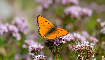 Obraz premium Orange butterfly on flowers