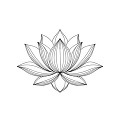 An elegant detailed outline of a lotus flower blossoming with intricate petals and delicate lines representing purity and serenity