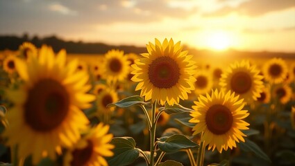 Obraz premium sunflower field in the morning