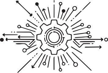 Site Optimization Icon &ndash; Line Style Gear Inside Browser Window Symbol for Web Performance & SEO Settings.