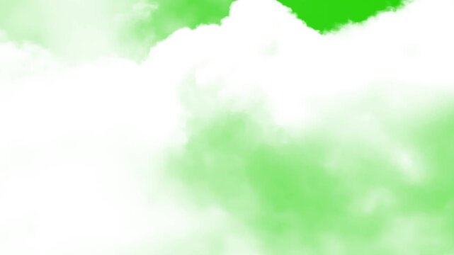 4k Moving clouds motion graphic effects on green screen background. Cloud green screen stock video, cloud zoom shoot Transition green screen video. flying clouds green screen,  Moving white clouds