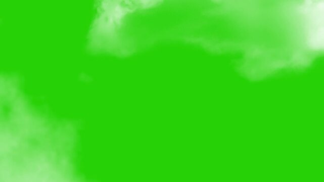 4k Moving clouds motion graphic effects on green screen background. Cloud green screen stock video, cloud zoom shoot Transition green screen video. flying clouds green screen,  Moving white clouds