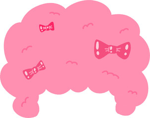 Cute Pink Curly Wig Clipart with Bows – Hand-Drawn Cotton Candy Hair Illustration PNG