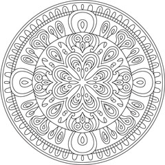 Intricate Mandala Vector Art for Coloring Pages and Meditation Design, mandala vector, mandala outline, 