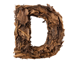Dried leaves form capital letter D