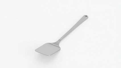 Stainless steel spatula on a white background.